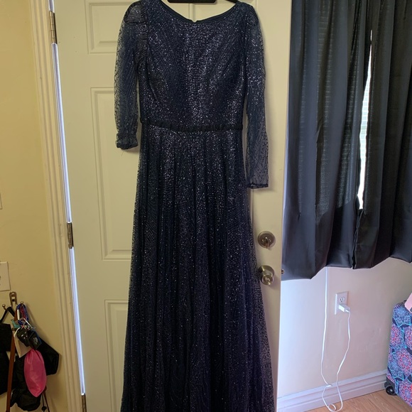 Classy Blue Sparkle Dress - Picture 2 of 3